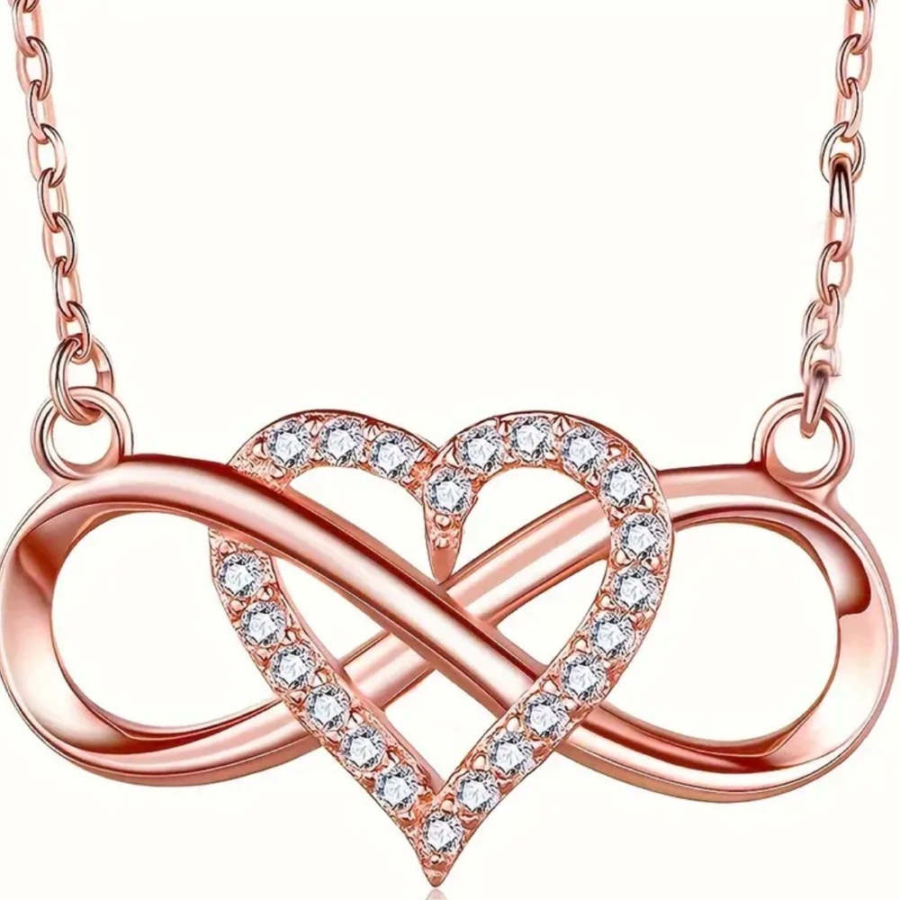 Rose Gold Heart Infinity Necklace